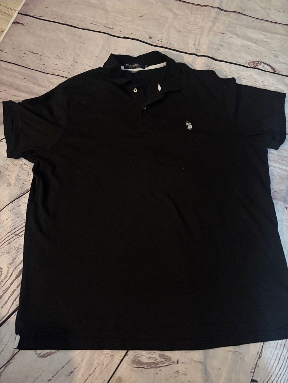 Men's Black Polo Shirt with Embroidered Logo luxury feel 2XL nwot